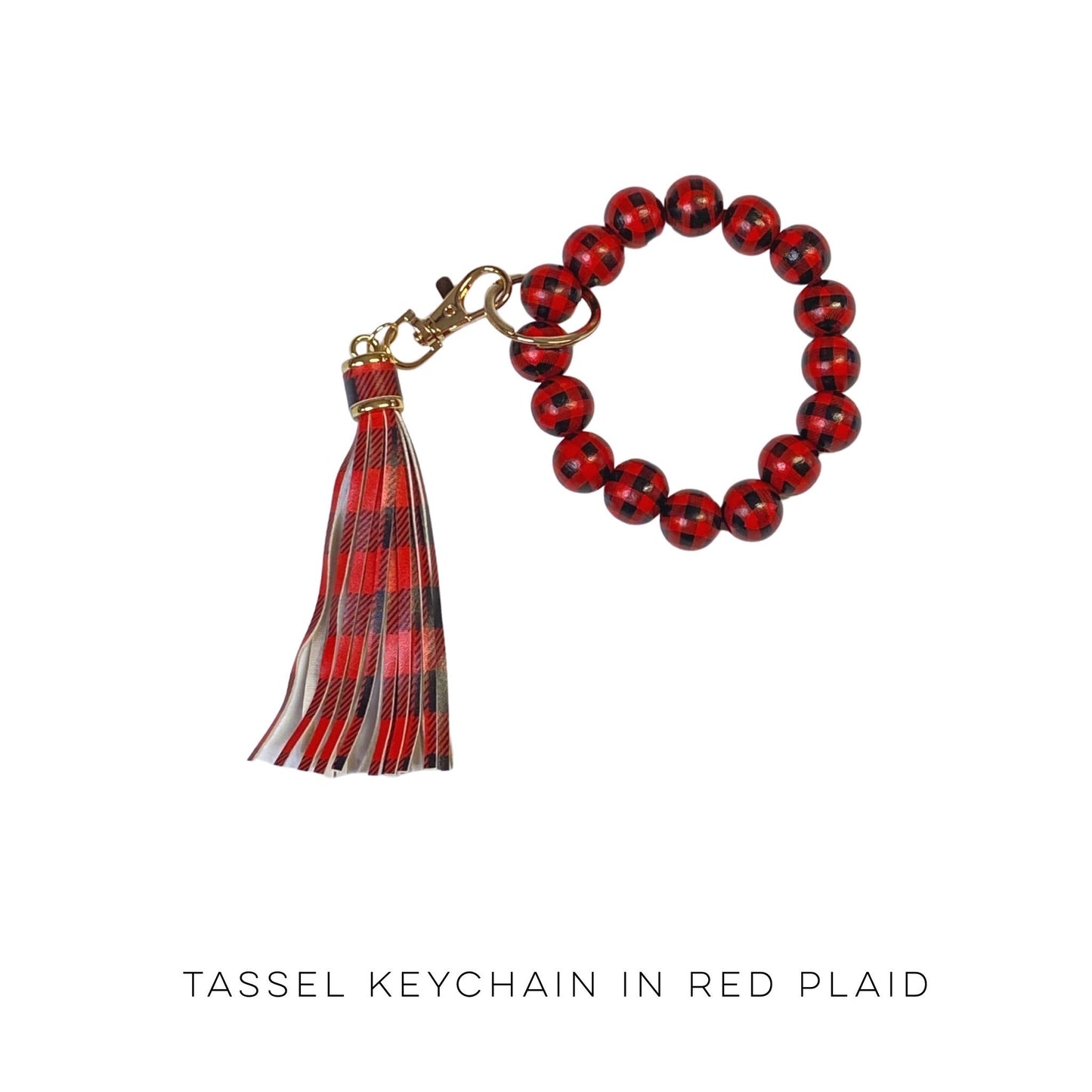 Tassel Keychain in Red Plaid